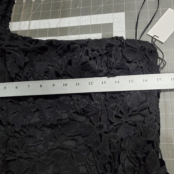 Floret Studios Dress Womens Large Black Lace One Shoulder Asymmetrical Short - Picture 10 of 12